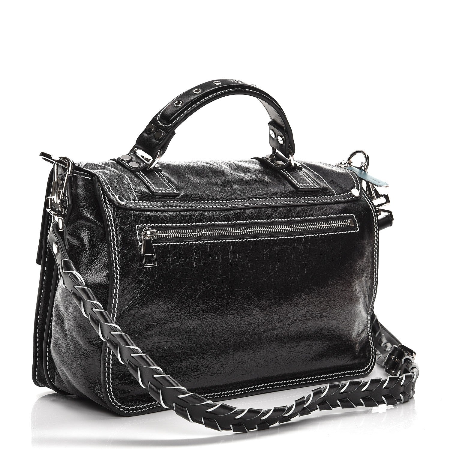 Proenza Schouler Calfskin Medium Contrast Stitching PS1 Satchel Black 3 of 7