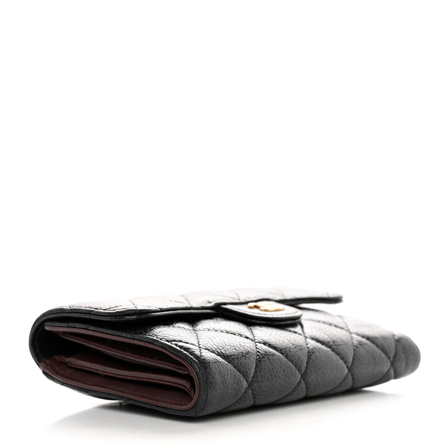 Caviar Quilted Medium Flap Wallet Black