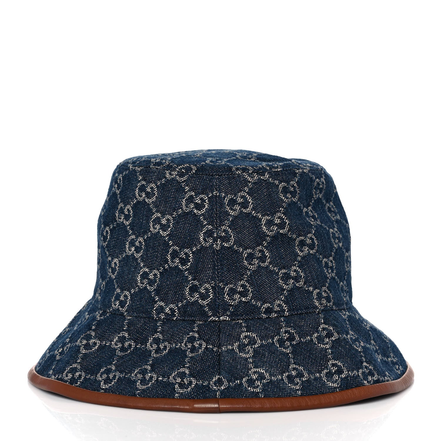 Gucci Washed Jacquard Denim Nappa GG Monogram Oscar Bucket Hat S Denim Cuir 3 of 7