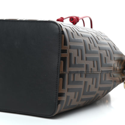 Fendi Vitello Grace F is Fendi Bi-Color FF 1974 Embossed Grande Mon Tresor Bucket Bag Maya Black Fragola 9 of 10