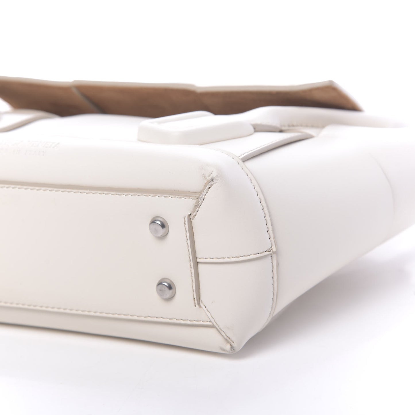 French Calfskin Maxi Intrecciato Arco 33 Bianco