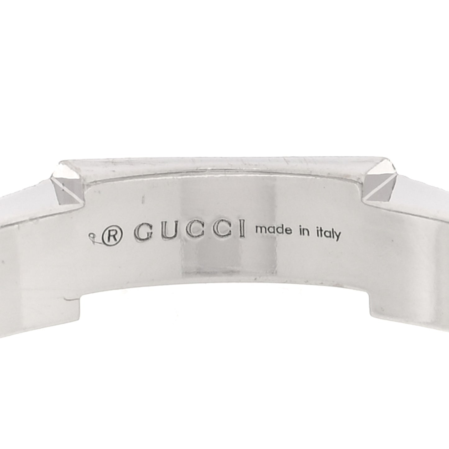 18K White Gold 4mm Link To Love Striped Ring 58 8.5