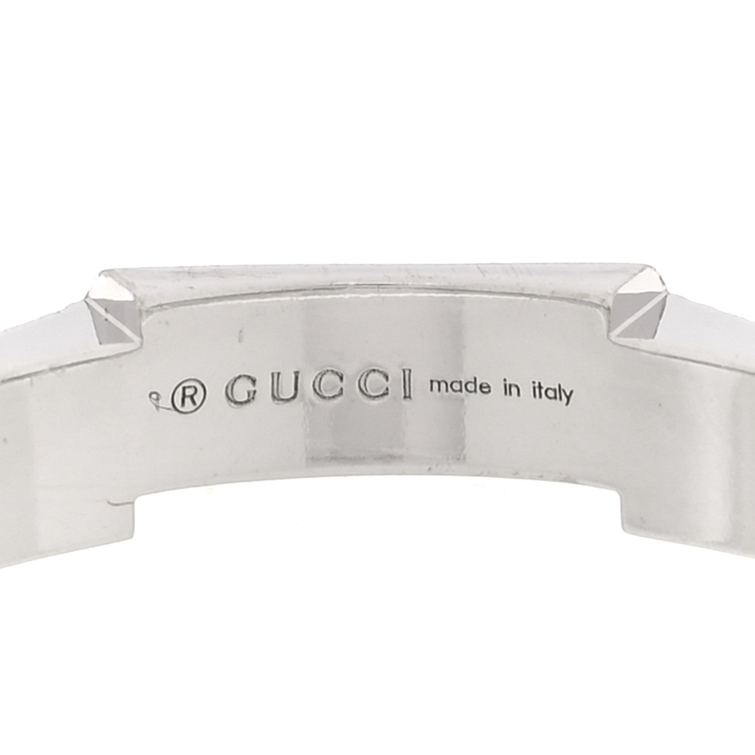 Gucci 18K White Gold 4mm Link To Love Striped Ring 58 8.5 4 of 4
