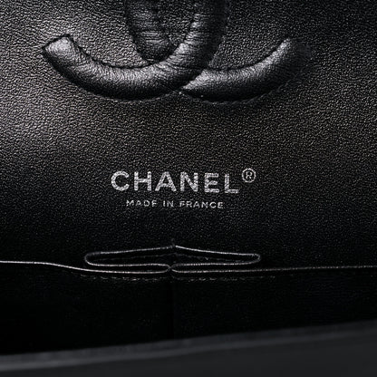 Chanel Metallic Patent Crumpled Calfskin Chevron Quilted Medium Double Flap So Black 6 of 14