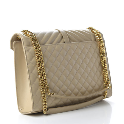Saint Laurent Grain De Poudre Large Tri-Quilt Monogram Satchel Nude Powder 3 of 9