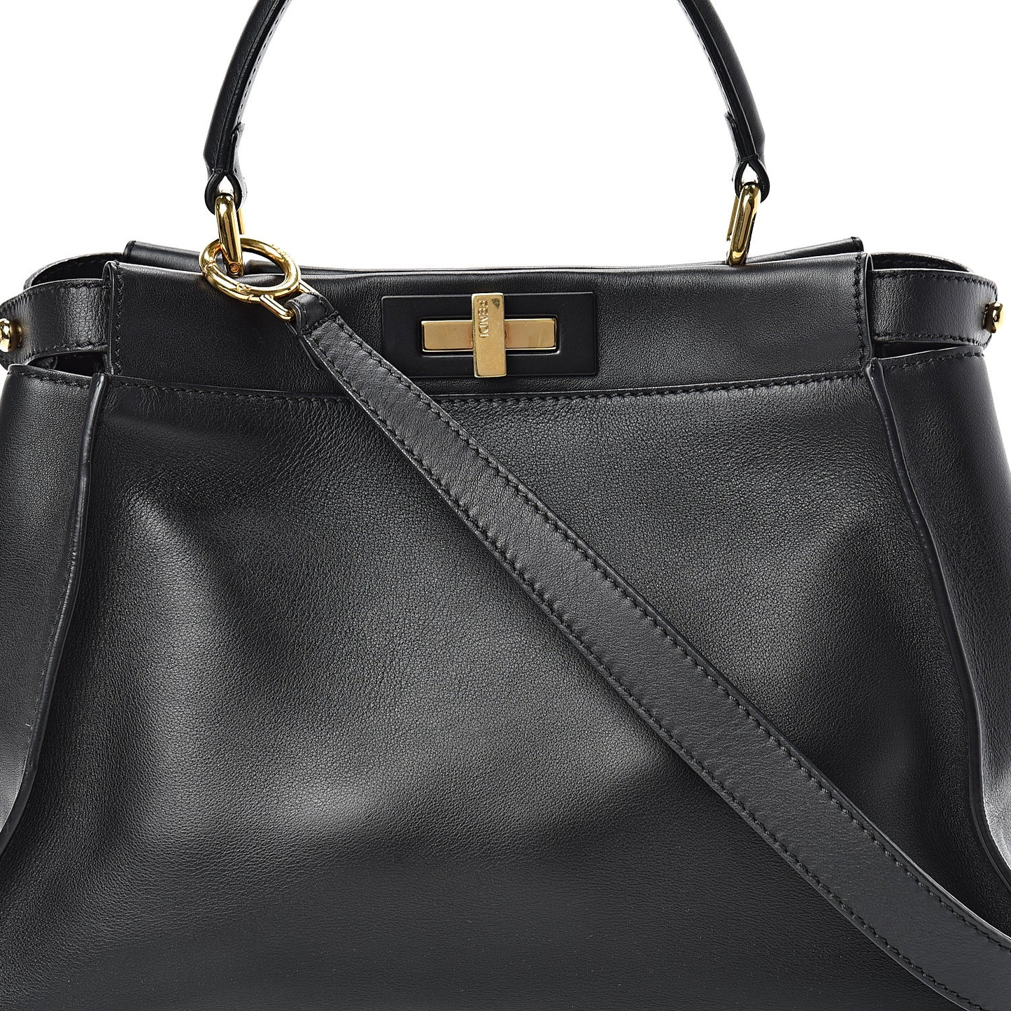 Vitello Seta Shiny Nappa Medium Peekaboo Iconic Satchel Black