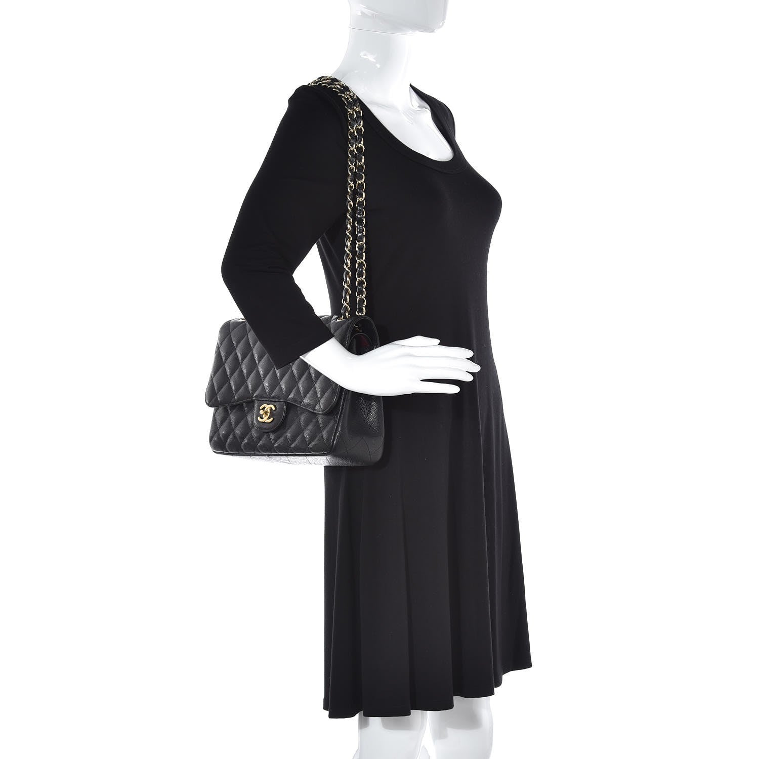 Chanel Caviar Quilted Jumbo Double Flap Black 2 of 8