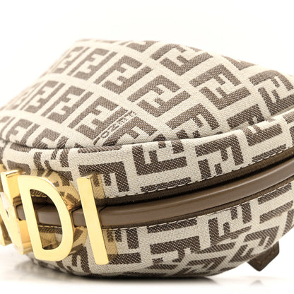 Fendi Fabric Jacquard FF 1974 Nano Fendigraphy Hobo Charm Beige 10 of 12