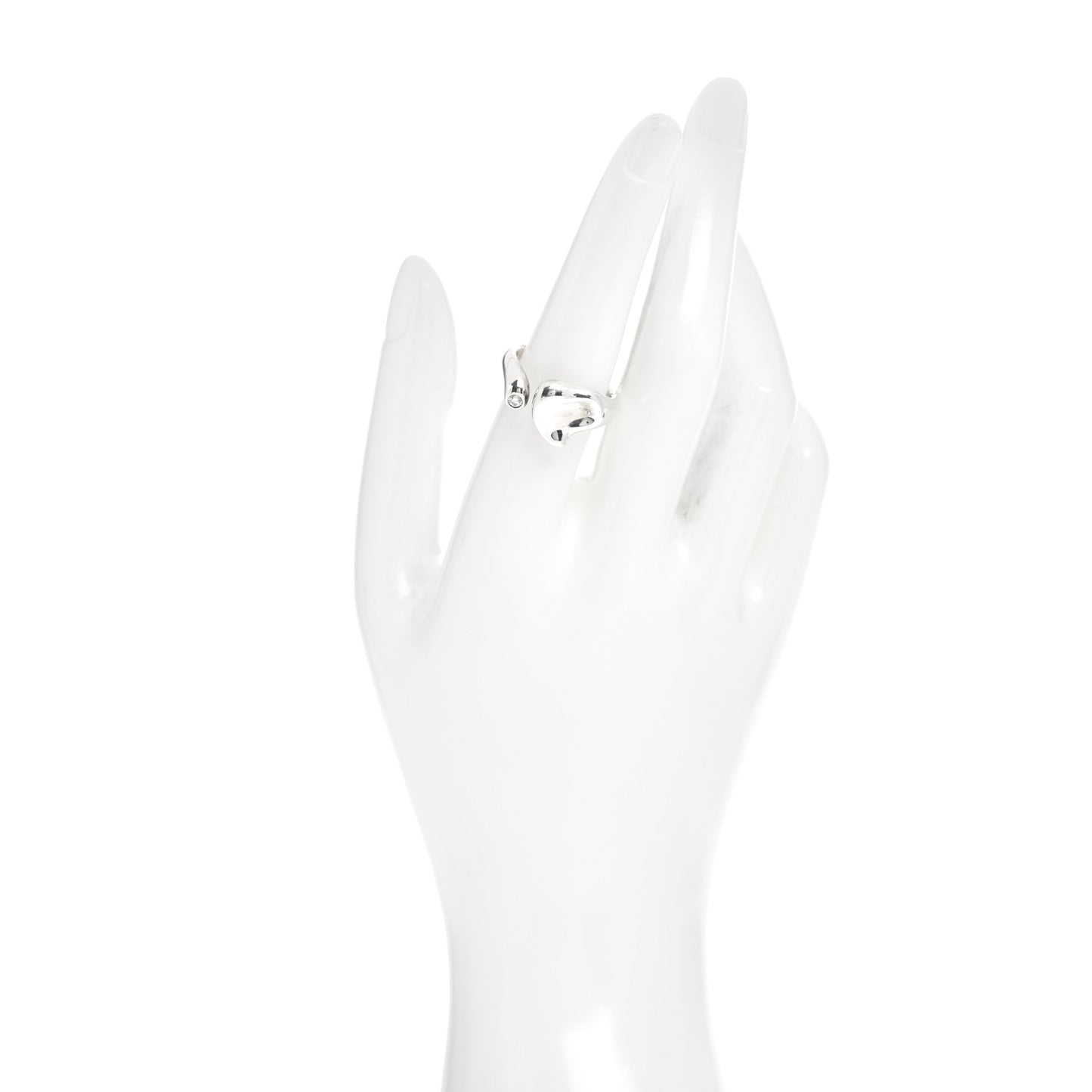 Sterling Silver Diamond Elsa Peretti Full Heart Ring 56 7.5