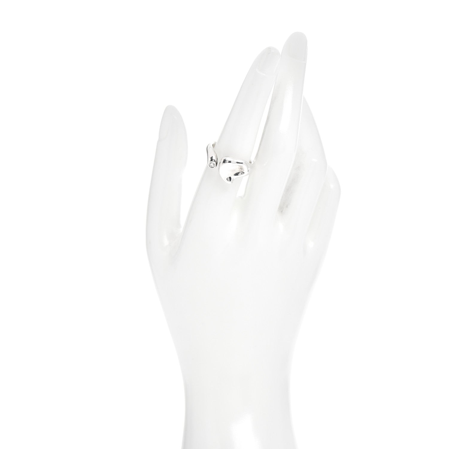 Tiffany Sterling Silver Diamond Elsa Peretti Full Heart Ring 56 7.5 2 of 5