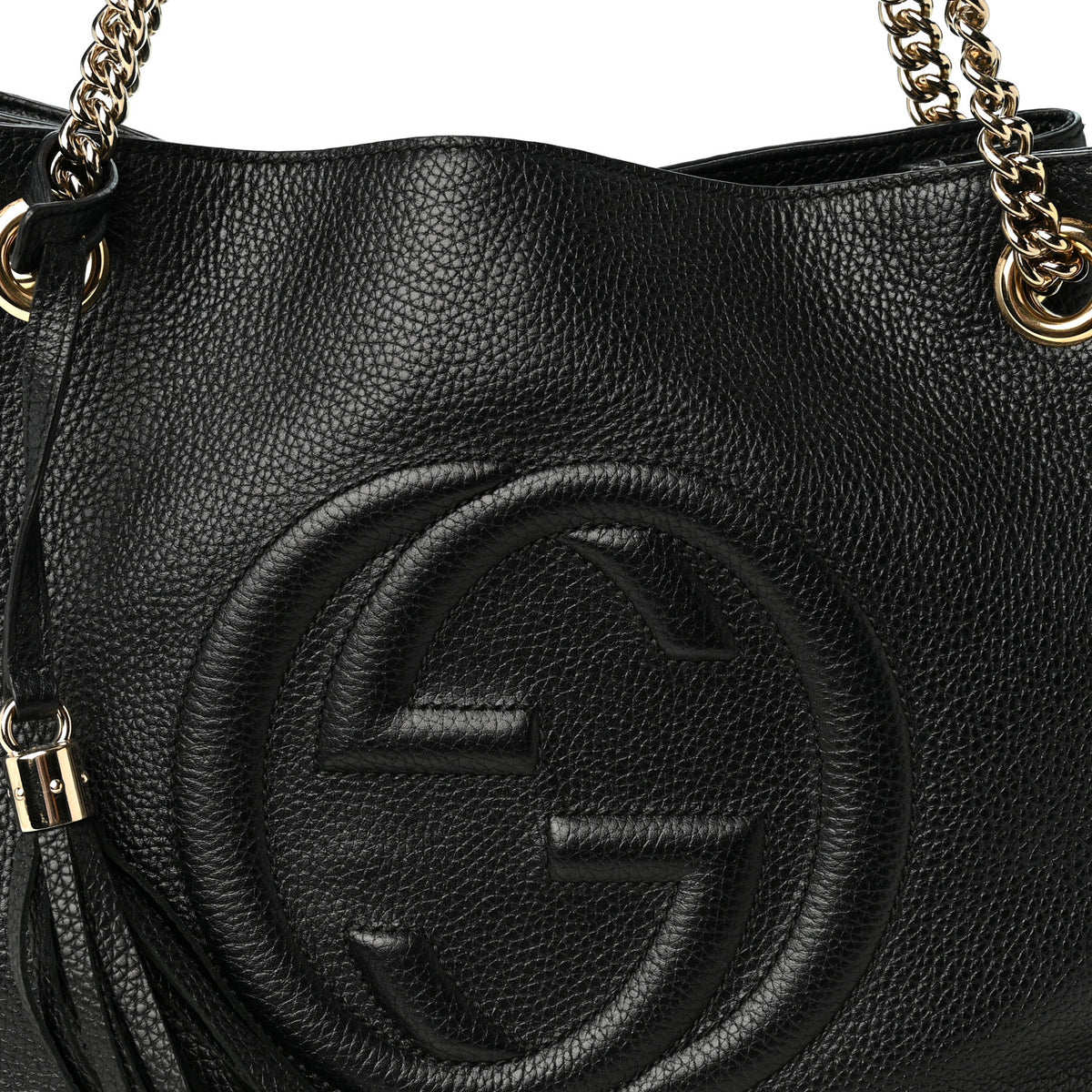 Pebbled Calfskin Medium Soho Chain Shoulder Bag Black