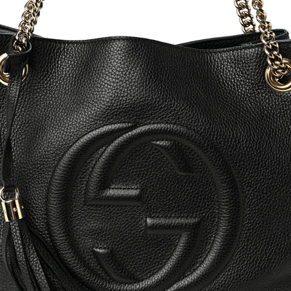 Gucci Pebbled Calfskin Medium Soho Chain Shoulder Bag Black 8 of 10