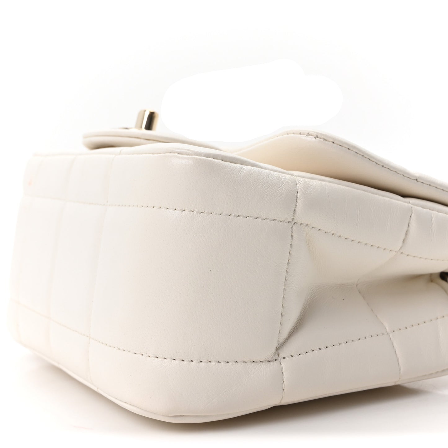 Lambskin Resin Crystal Square Quilted Monacoco Mini Square Flap White