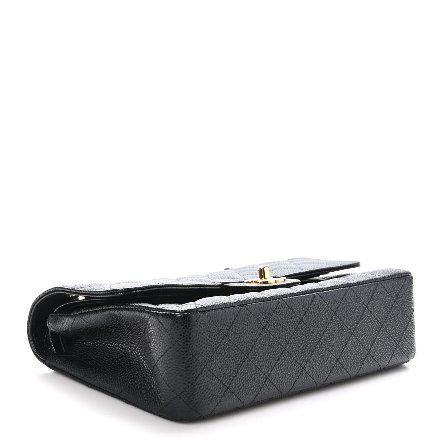 Caviar Quilted Medium Double Flap Black