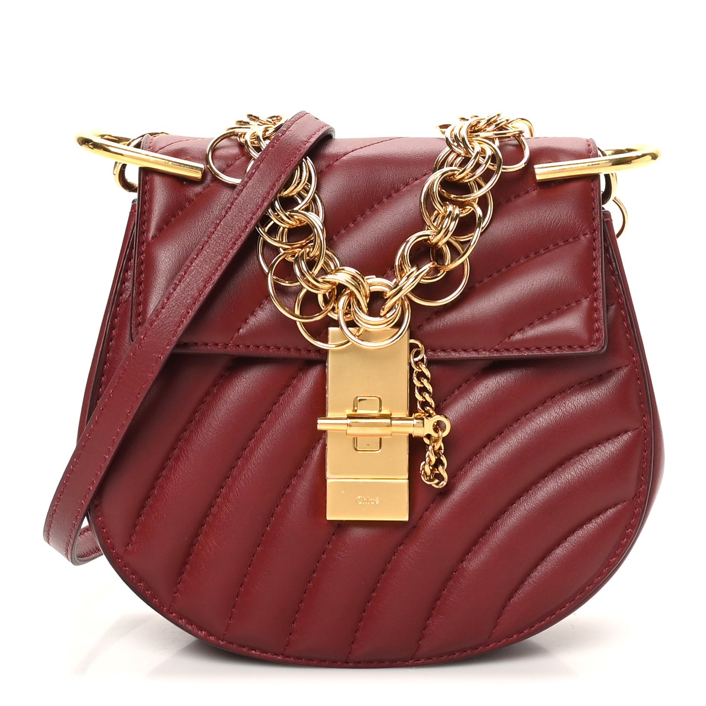 Calfskin Quilted Mini Drew Bijou Shoulder Bag Dahlia Red