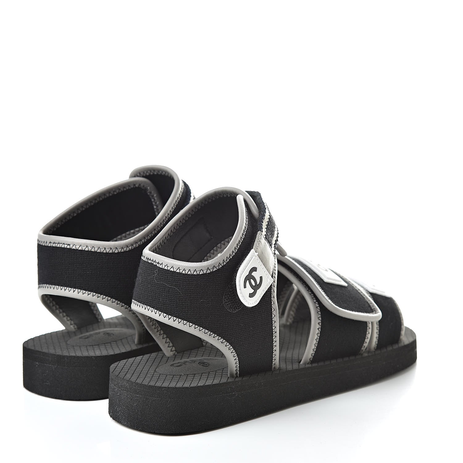 Chanel Lambskin Jersey Coco Sandals 38 Black 4 of 8