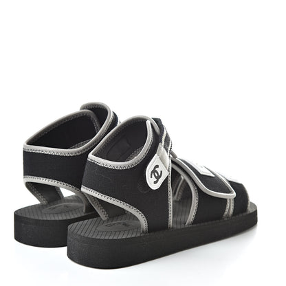 Chanel Lambskin Jersey Coco Sandals 38 Black 4 of 8