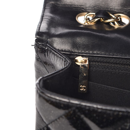 Chanel Patent Quilted Sparkle Glitter Jumbo Single Flap Black 9 of 11