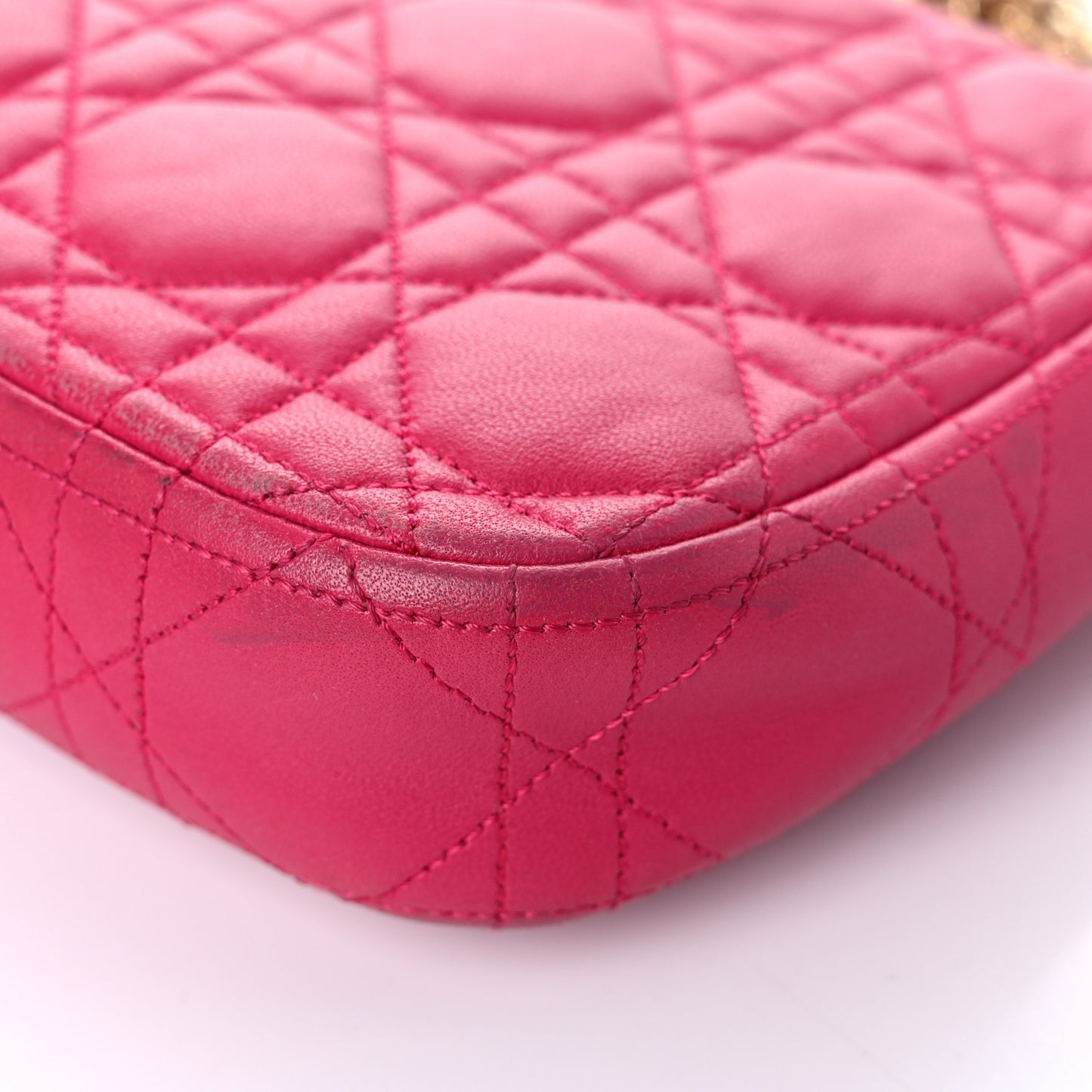Lambskin Cannage Miss Dior Promenade Pouch Fuchsia