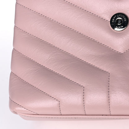 Saint Laurent Calfskin Y Quilted Monogram Small Loulou Chain Satchel Rose Antic 12 of 13