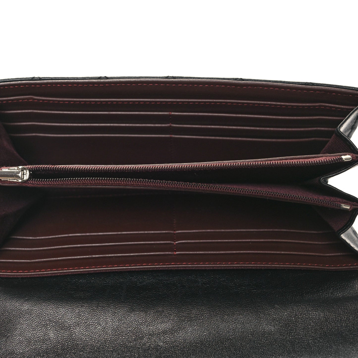 Lambskin Quilted Large Gusset Flap Wallet Black