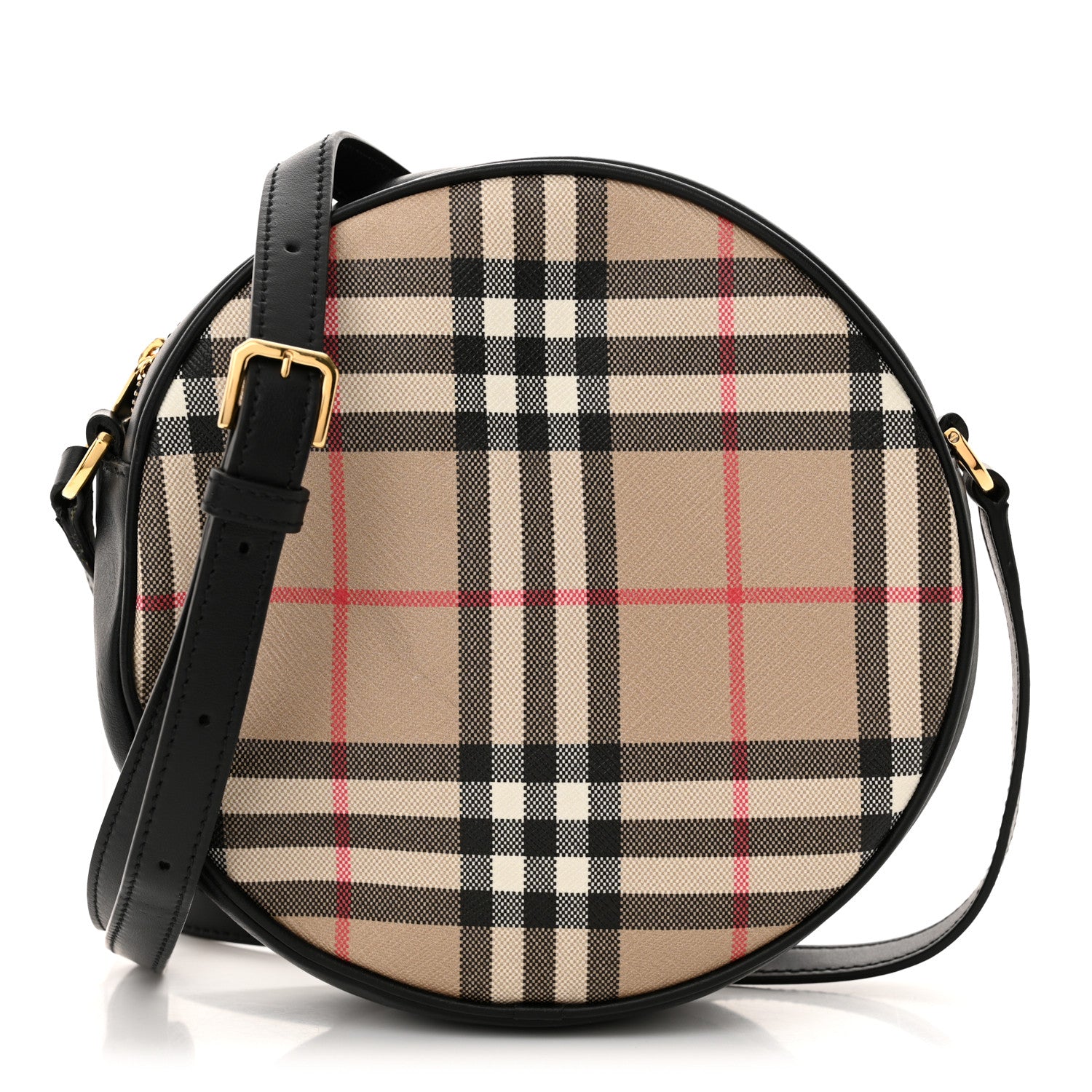Burberry Vintage Check Canvas Calfskin Louise Bag Archive Beige Black 1 of 14