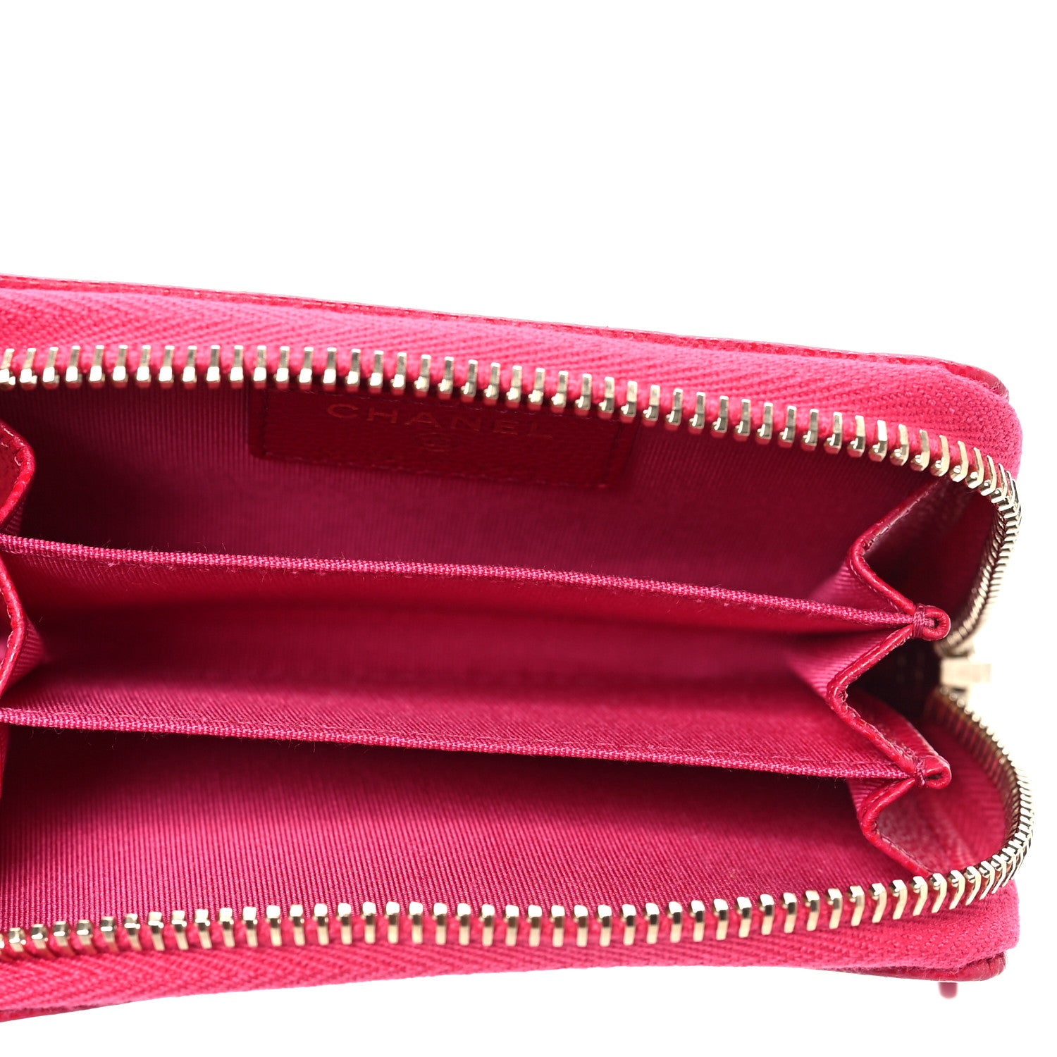 Chanel Caviar Camellia Embossed Zip Coin Purse Dark Pink 5 of 8