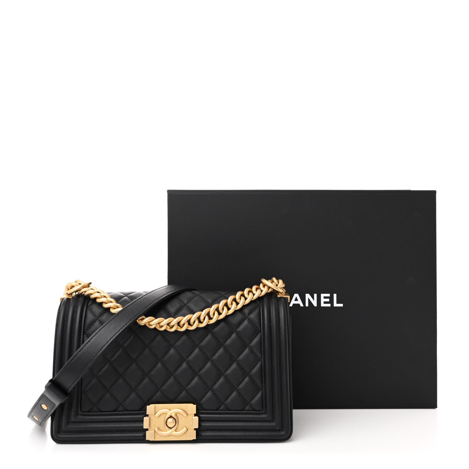 Chanel Lambskin Quilted Medium Boy Flap Black 11 of 11