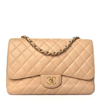 Chanel Caviar Quilted Jumbo Single Flap Beige 1 of 15