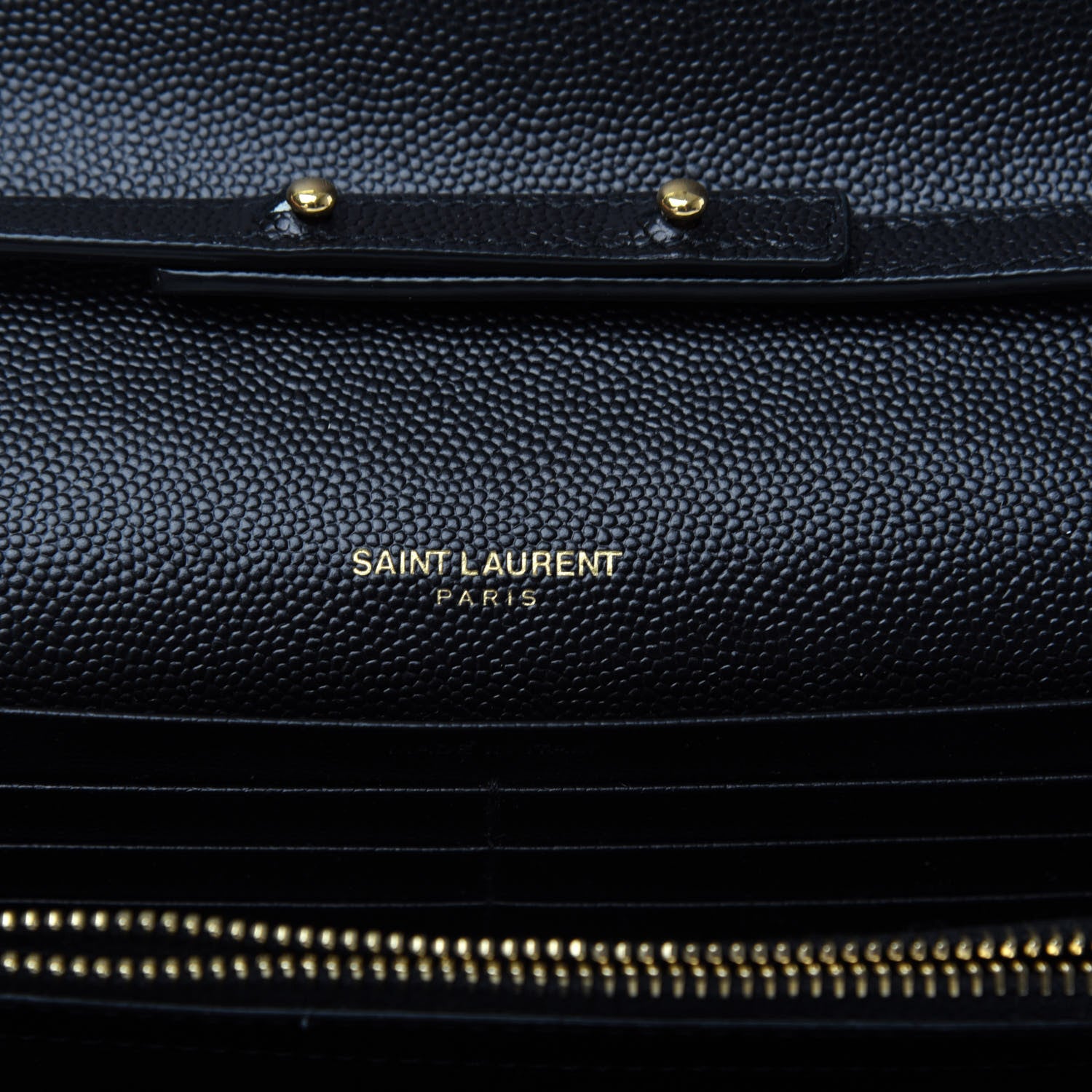 Saint Laurent Grain De Poudre Mixed Matelasse Triquilt Monogram Chain Wallet Black 6 of 9