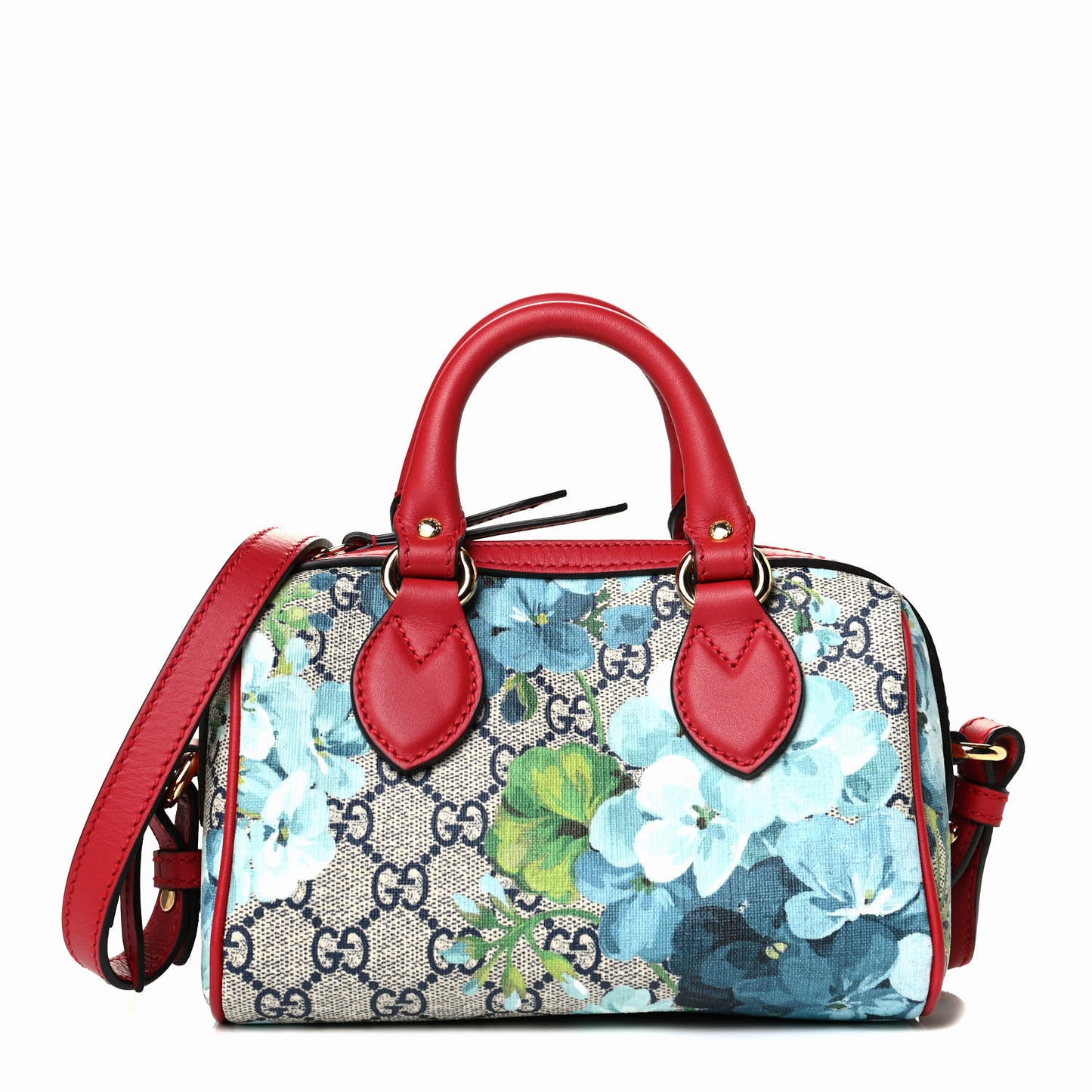 GG Supreme Monogram Blooms Mini Boston Navy Blue Hibiscus