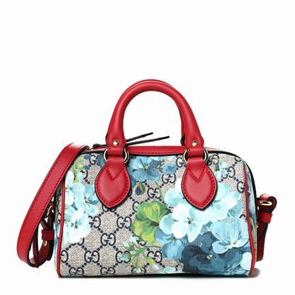 Gucci GG Supreme Monogram Blooms Mini Boston Navy Blue Hibiscus 1 of 6
