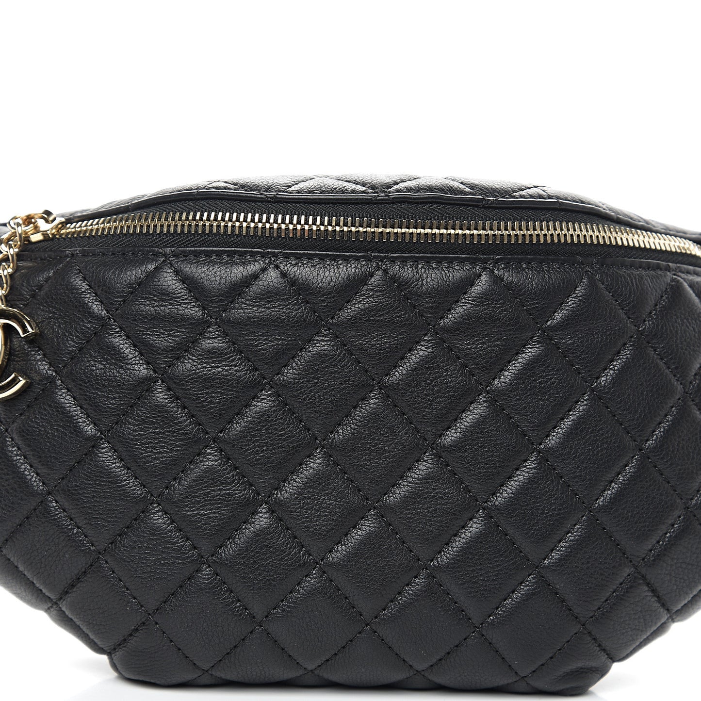 Calfskin Quilted Banane Waist Bag Fanny Pack Black