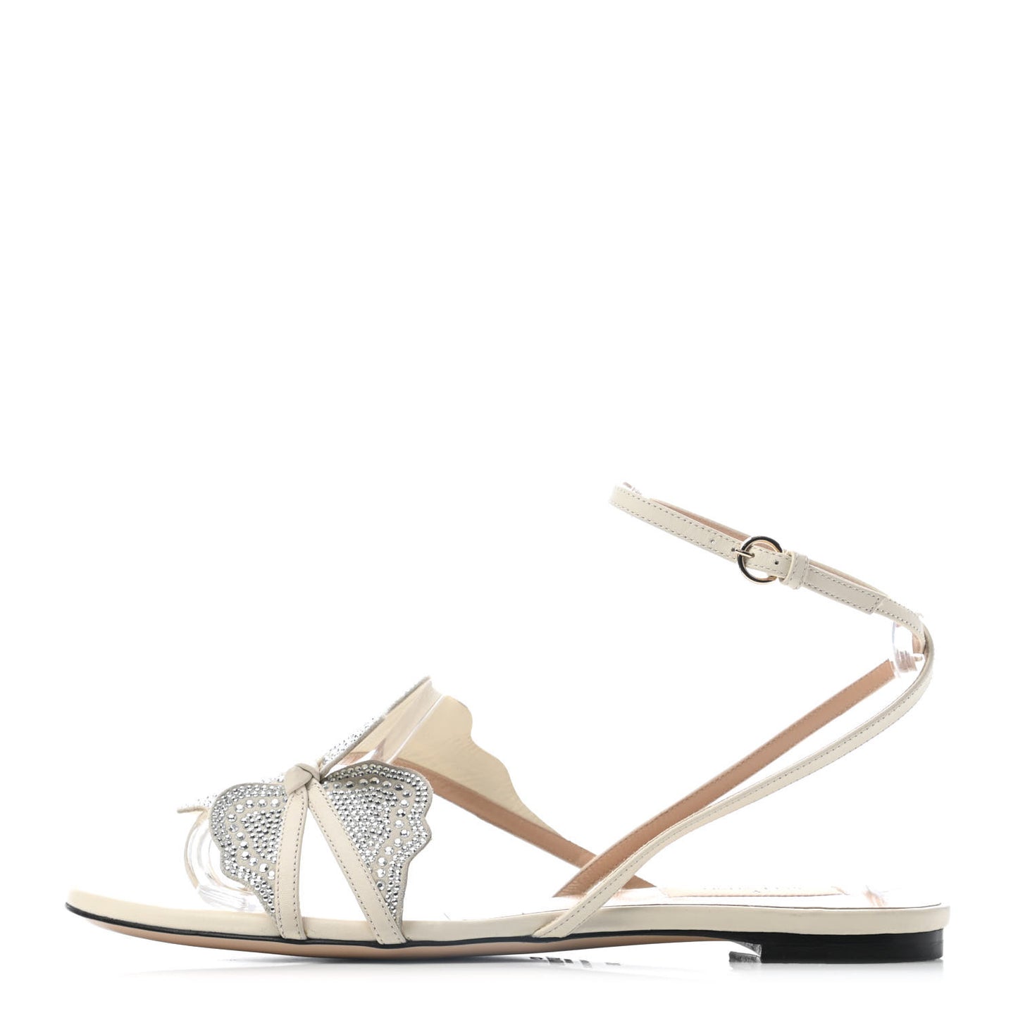 Crystal Butterfly Flat Sandals 39 White