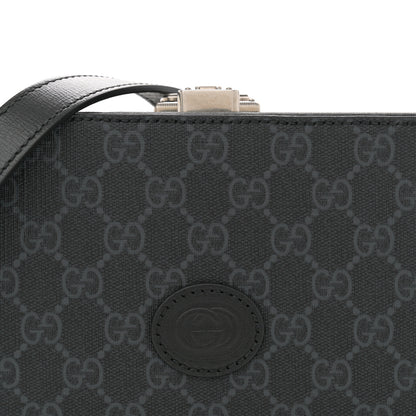 Gucci GG Supreme Monogram Azalea Calfskin Retro Interlocking G Shoulder Bag Black 8 of 10