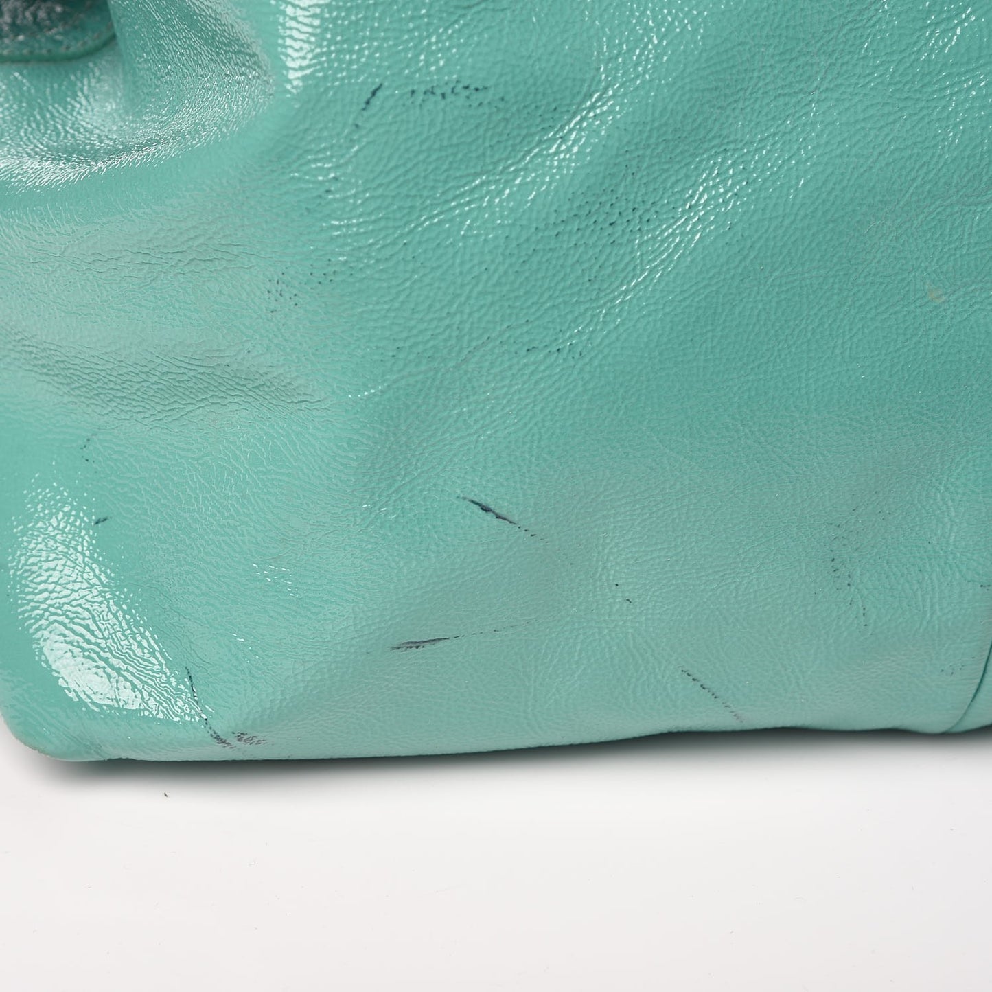 Patent Calfskin Medium Easy Sac Turquoise