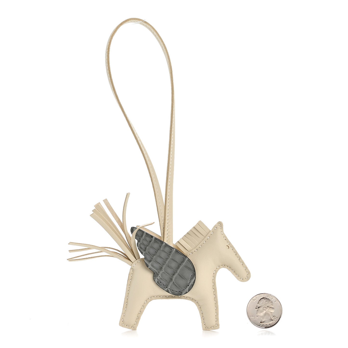 Milo Lambskin Matte Alligator Touch Grigri Rodeo Pegase Horse Bag Charm PM Craie Gris Ciment