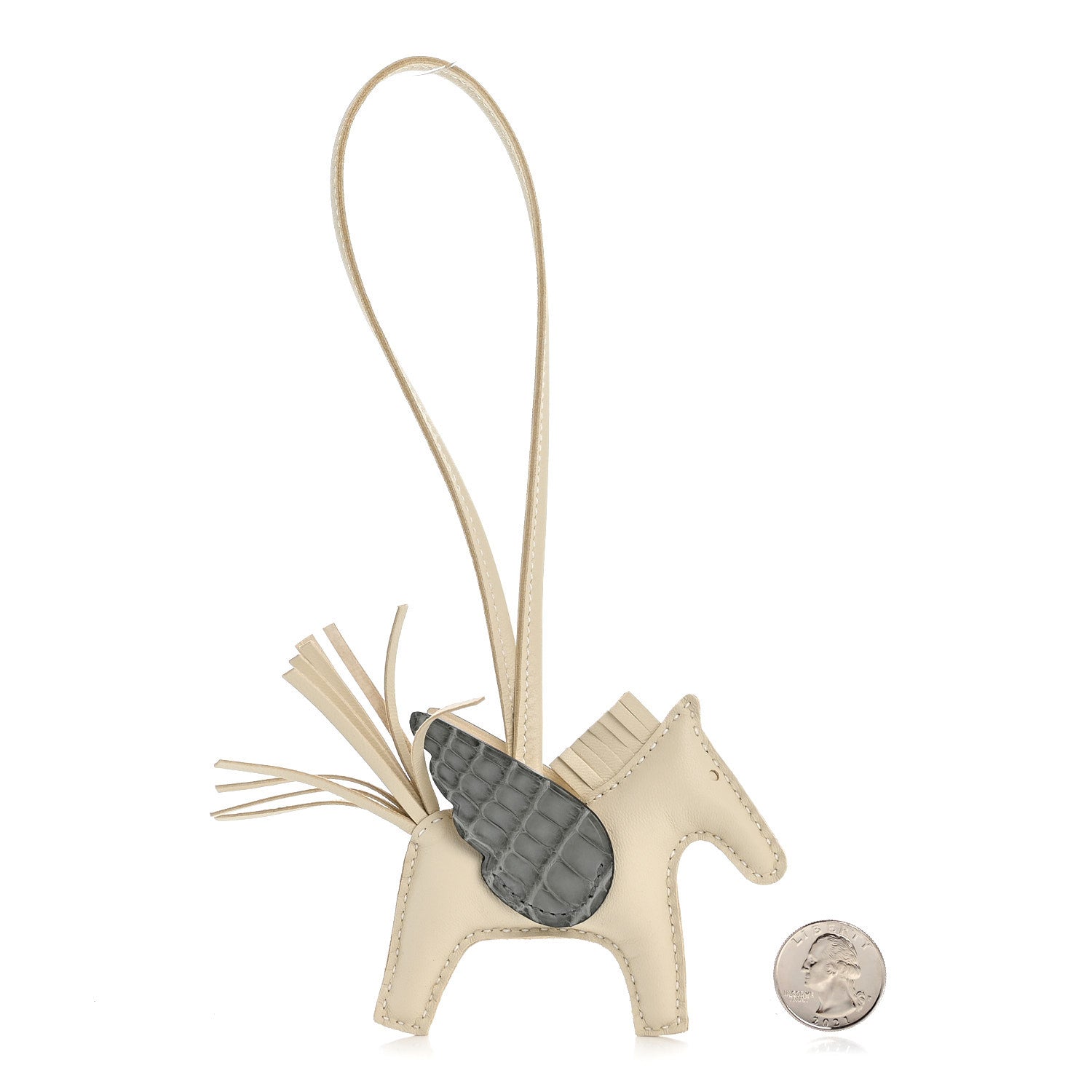Hermes Milo Lambskin Matte Alligator Touch Grigri Rodeo Pegase Horse Bag Charm PM Craie Gris Ciment 2 of 5