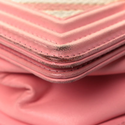 Chanel Fabric Chevron Braided Small Boy Flap Pink Ivory 9 of 13