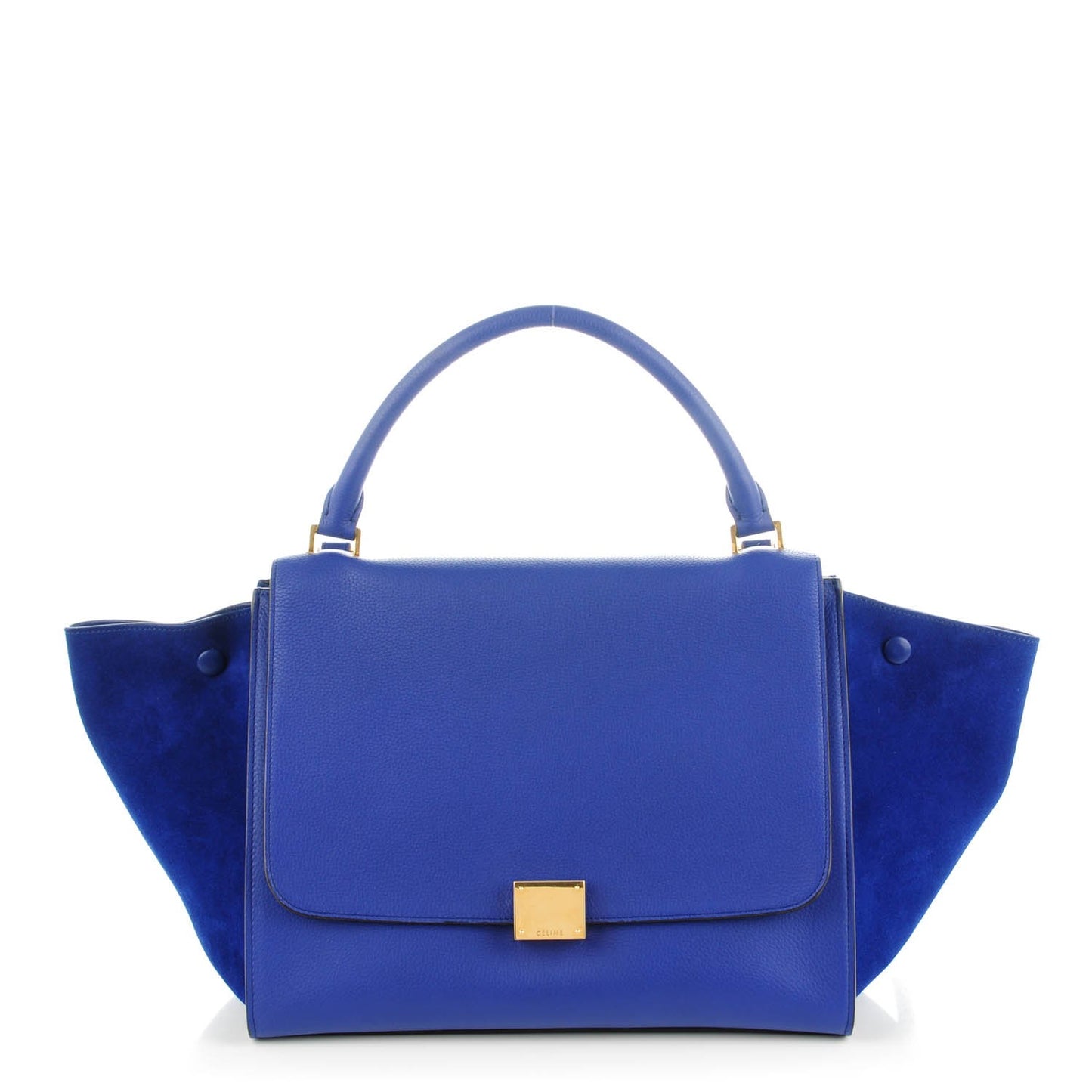 Drummed Calfskin Suede Medium Trapeze Indigo