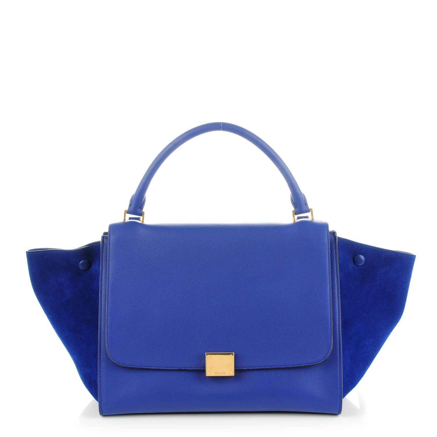 Celine Drummed Calfskin Suede Medium Trapeze Indigo 1 of 8