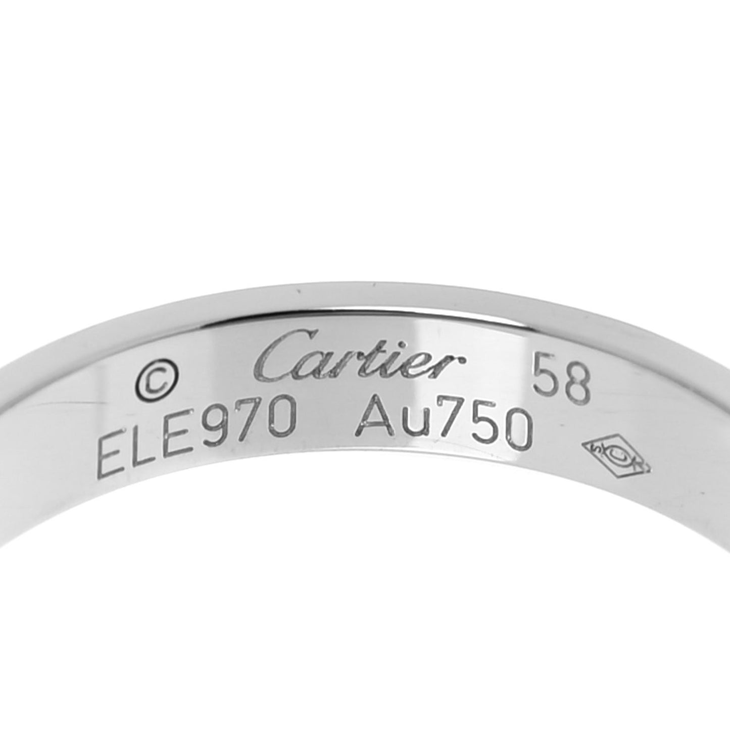 18K White Gold 3.5mm LOVE Wedding Band Ring 58 8.25