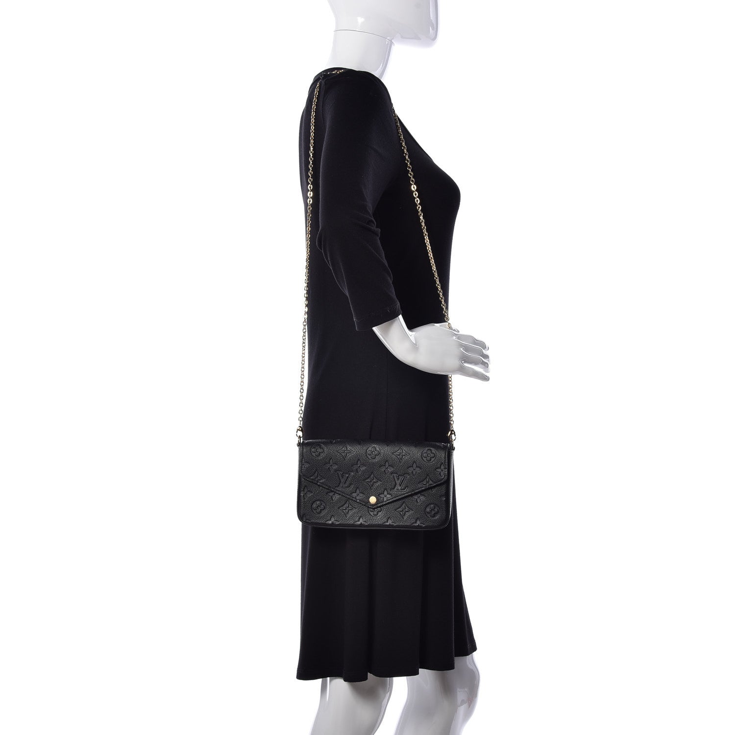 Louis Vuitton Empreinte Pochette Felicie Chain Wallet Black 2 of 11
