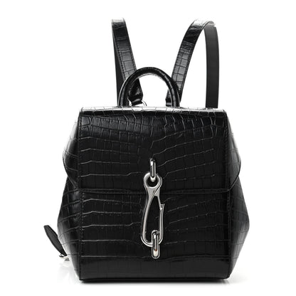 Alexander Wang Crocodile Embossed Calfskin Mini Hook Backpack Black 1 of 4
