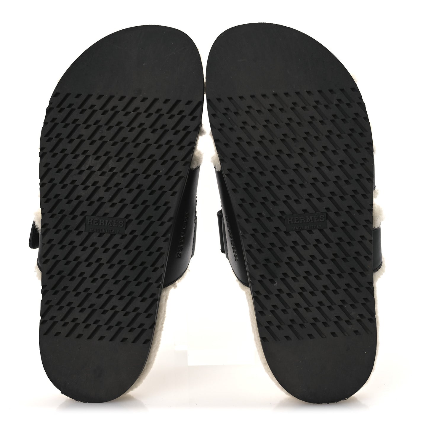 Calfskin Woolskin Womens Chypre Sandals 38 Black Ecru