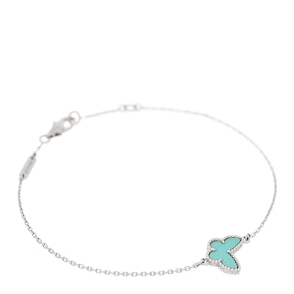 Van Cleef & Arpels 18K White Gold Turquoise Sweet Alhambra Butterfly Bracelet 1 of 4