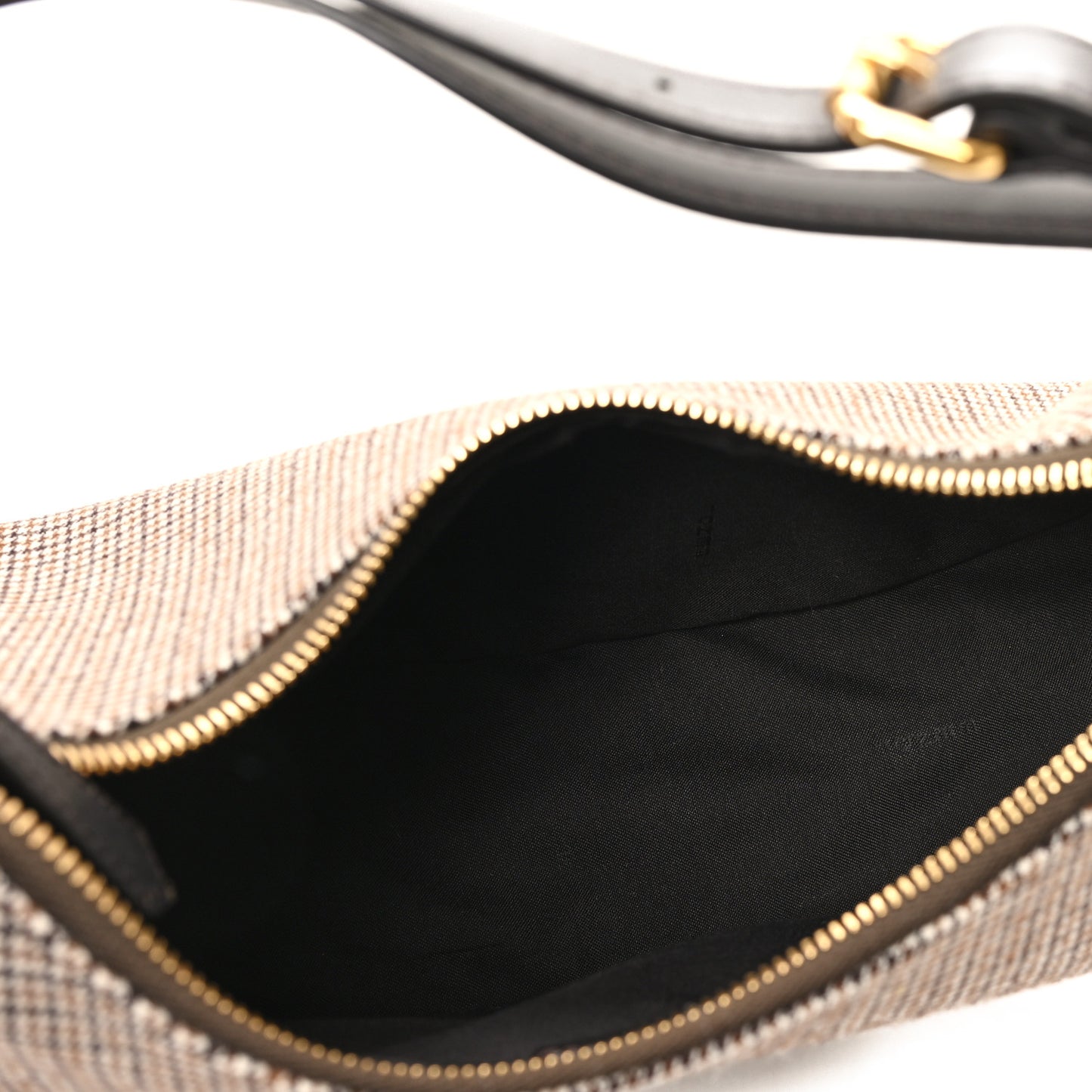 Wool Vitello Grace Small Houndstooth Small Fendigraphy Hobo Bag Beige Ebano