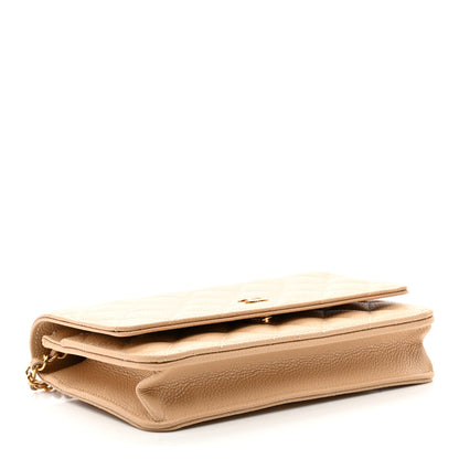 Chanel Caviar Quilted Wallet on Chain WOC Beige 4 of 12