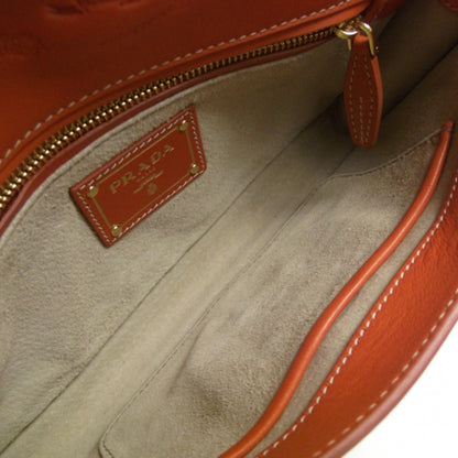 Prada Leather Pushlock Clutch Papaya 5 of 9