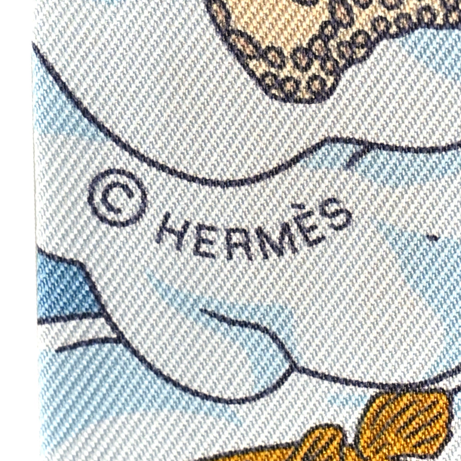 Hermes Silk Sur Mon Nuage Twilly Creme Bleu Ciel Orange 4 of 4